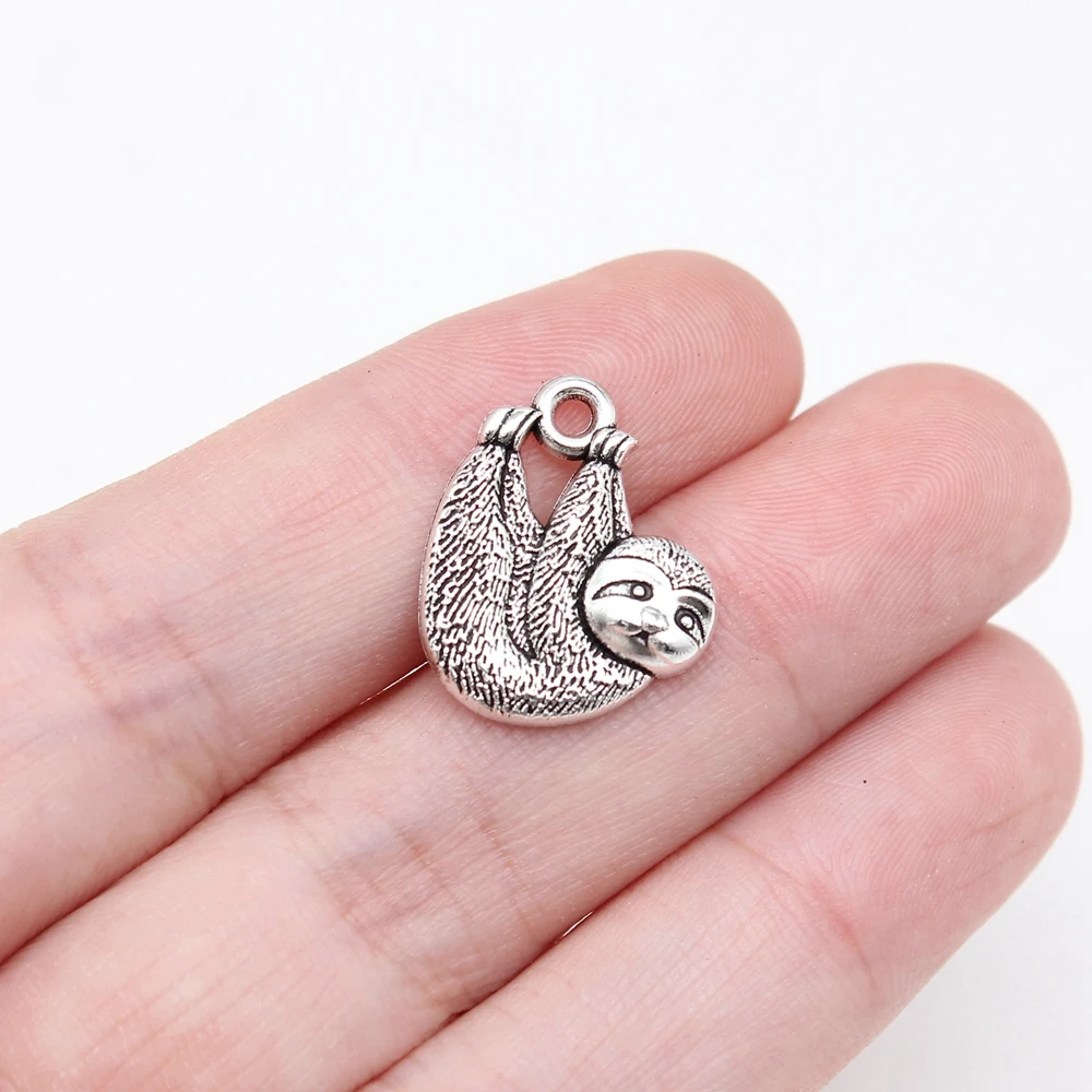 WYSIWYG 20pcs 18x15mm Antique Silver Color Cute Animal Sloth Charms For Jewelry Making