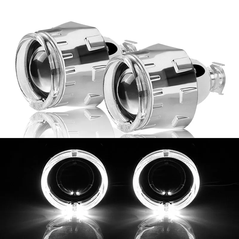 

2.5 inch H4 H7 Bi-xenon Lens Angel Eyes Lenses For Headlight Projector Universal Car Motorcycle Retrofit Use H1 HID LED Bulbs