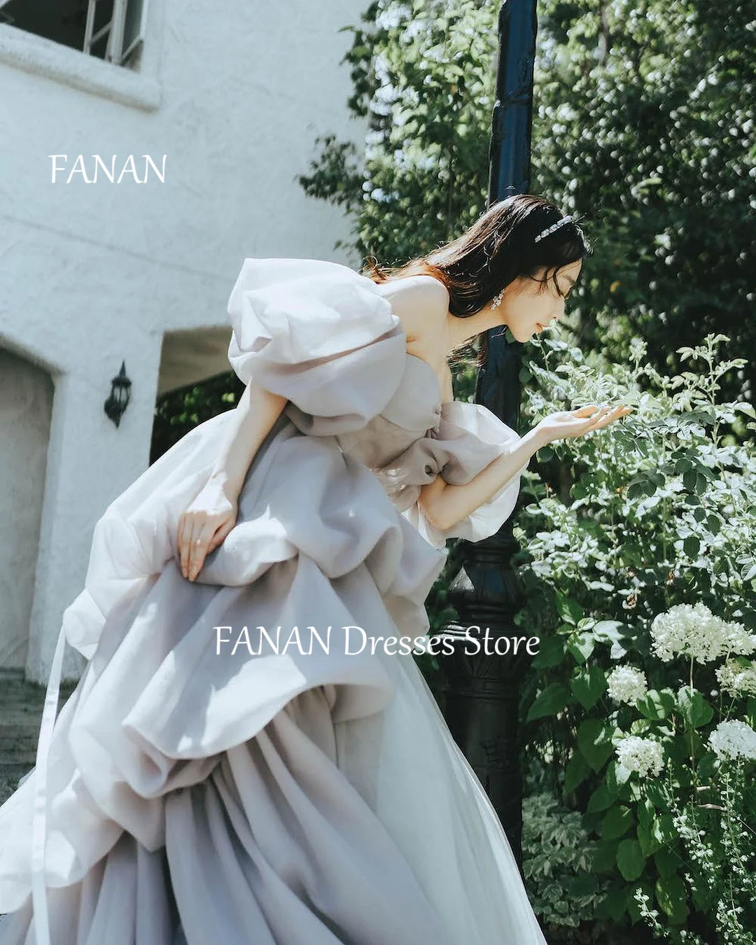 Фото Женское винтажное платье без бретелек FANAN, бальное платье трапециевидной формы с пышными рукавами, вечернее платье в японском стиле для выпускного вечера №2