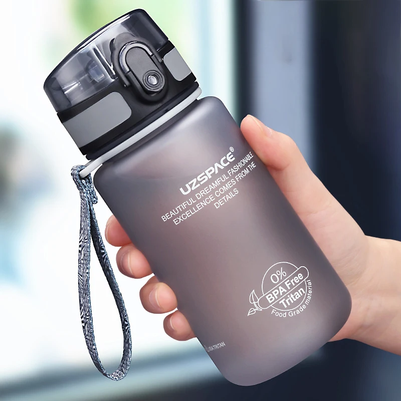

Portable Water Bottle For Children 350ml Safety Leak-Proof Tritan Plastic Sports Bottle UZSPACE Brand Anti-fall Drinkware Gift