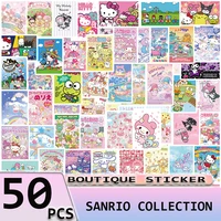 50pcs hello kitty kuromi my melody posters stickers for laptop computer account guitar mobile stationery waterproof decals