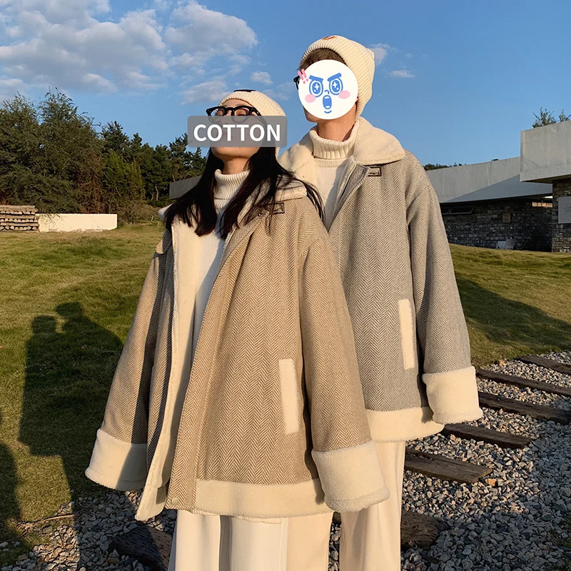 Winter Jacket Men Warm Fashion Retro Thickened Lamb Hair Jacket Men Streetwear Korean Loose Short Coat Mens Thick Jackets Coat