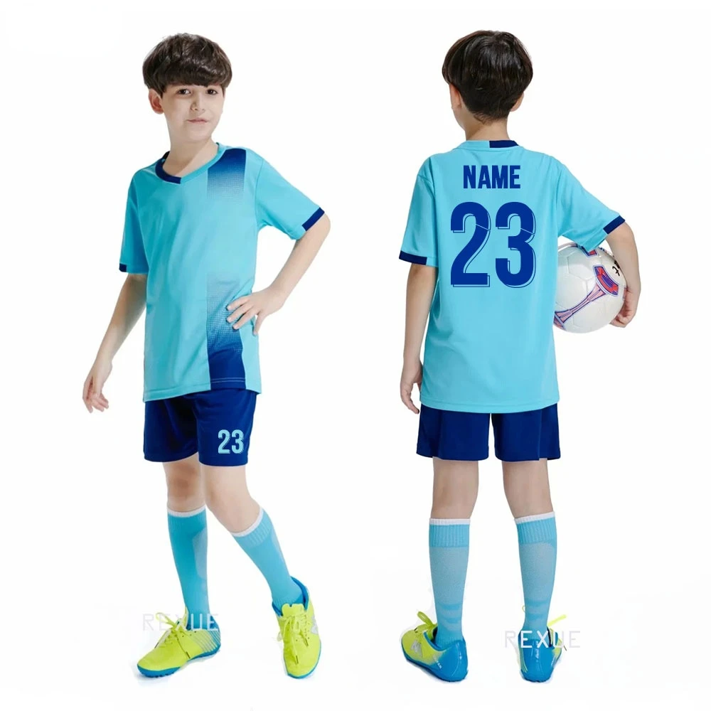 

2022 Custom Soccer Jersey With Socks Kids Sport Set,Middle and Large Children Football Training Clothes, Quick-drying Clothes
