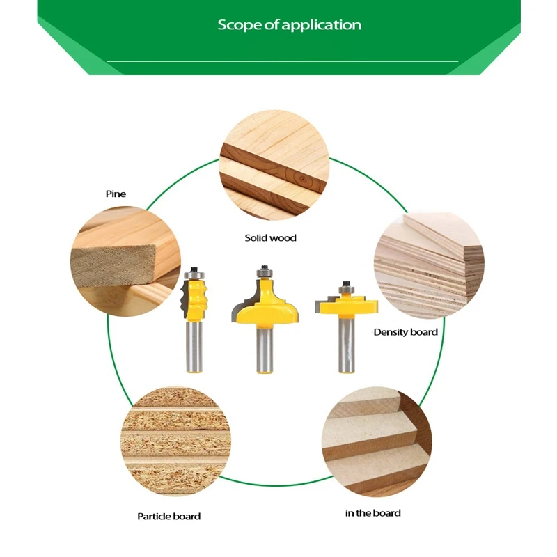Набор фрез BEAU-3 шт. хвостовик 1/2 дюйма деревообрабатывающие фрезы по дереву для
