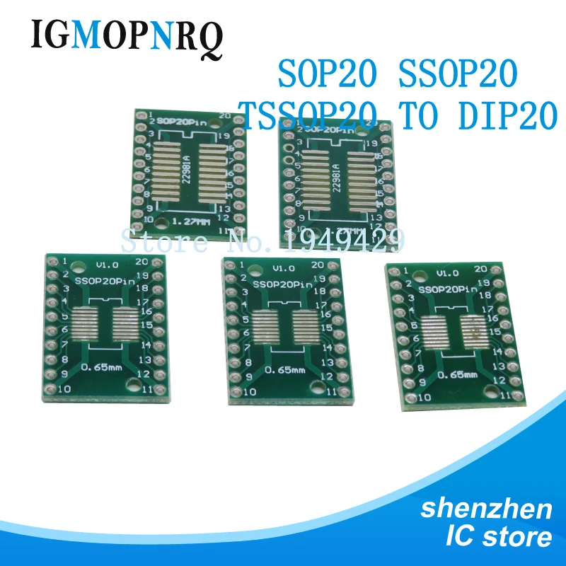 Плата преобразователя TSSOP20 SSOP20 SOP20 SMD в DIP20 IC плата модульных адаптеров пластина 0 65