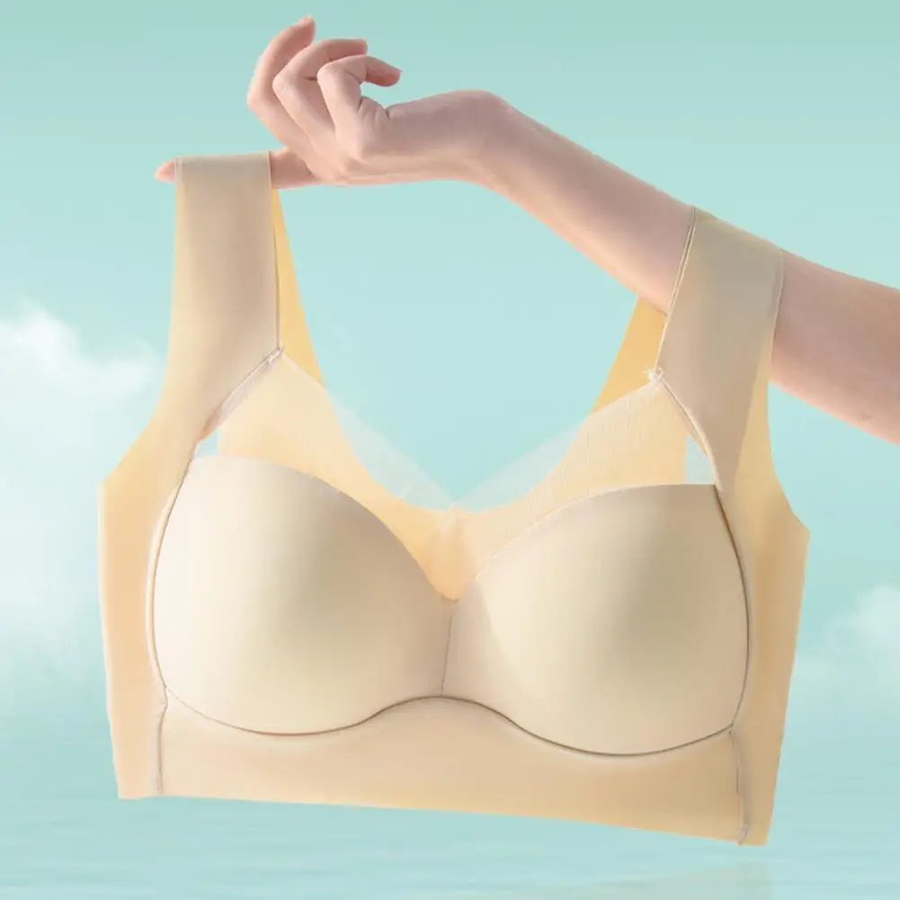 

4 Sizes Women Bra Popular Elegant High Compression Brassiere Lace Brassiere Soft Anti-slip Smoothing Full-coverage Underwear