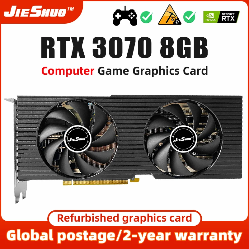 

Видеокарта JIESHUO RTX3070 8 Гб gpu 8Pin GDDR6 256bit HDMI * 1 DP * 3 PCI Express 4,0x16 rtx 3070 8g игровая видеокарта