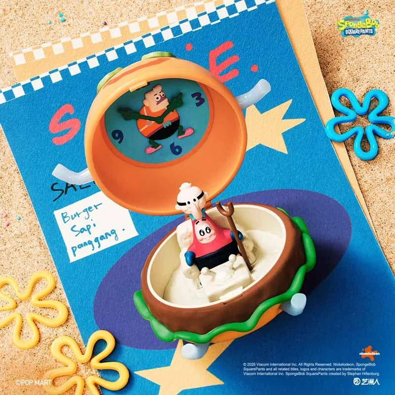Фото Новинка 2026: POP MART SpongeBob Krabby Patty — Серия бестселлеров. Загадочная коробка-сюрприз (Blind Box) с фигурками аниме для настольной коллекции. Подарок. №3