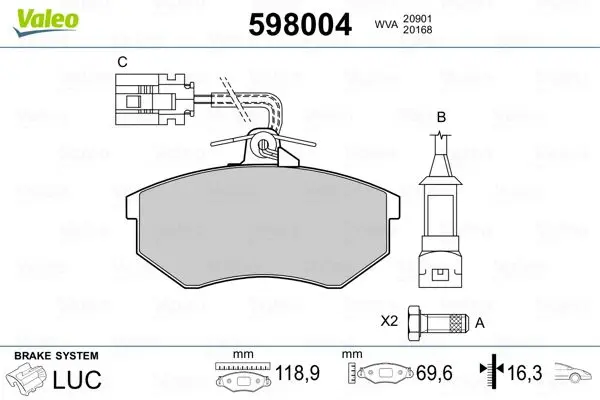

598004 for ten brake pad GOLF II III GTI POLO CLASSIC 95