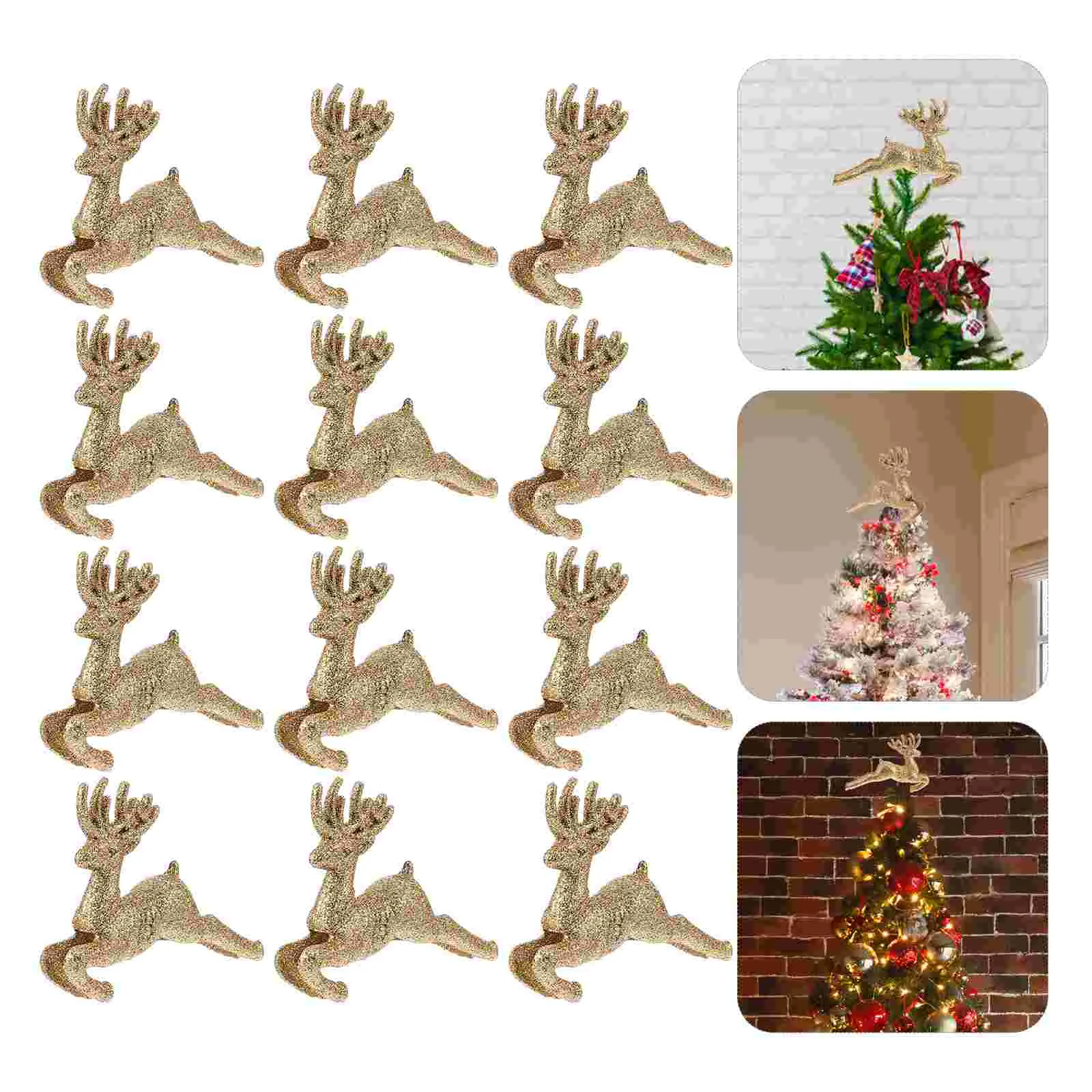 

12 Pcs Onion Powder Hollow Running Deer Christmas Ornaments Accessories Plastic