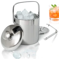 stainless steel ice bucket with lid handle beer bucket ice clip champagne bucket 1300ml bar kitchen tool