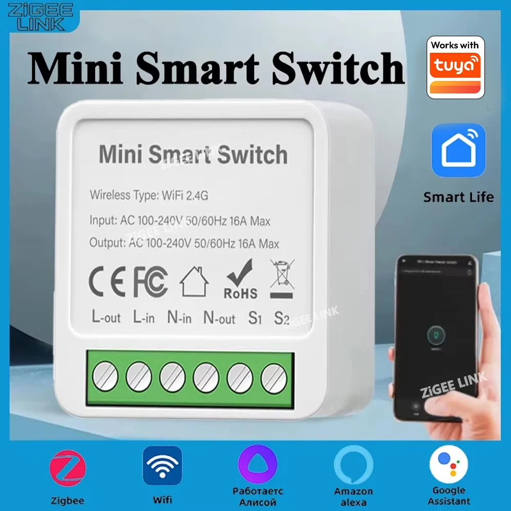 

Мини-умный выключатель Zigbee/WiFi AModule для Tuya Alexa