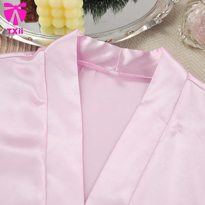 TXii 2024 осенний розовый кардиган из искусственного шелка со шнуровкой и перьями