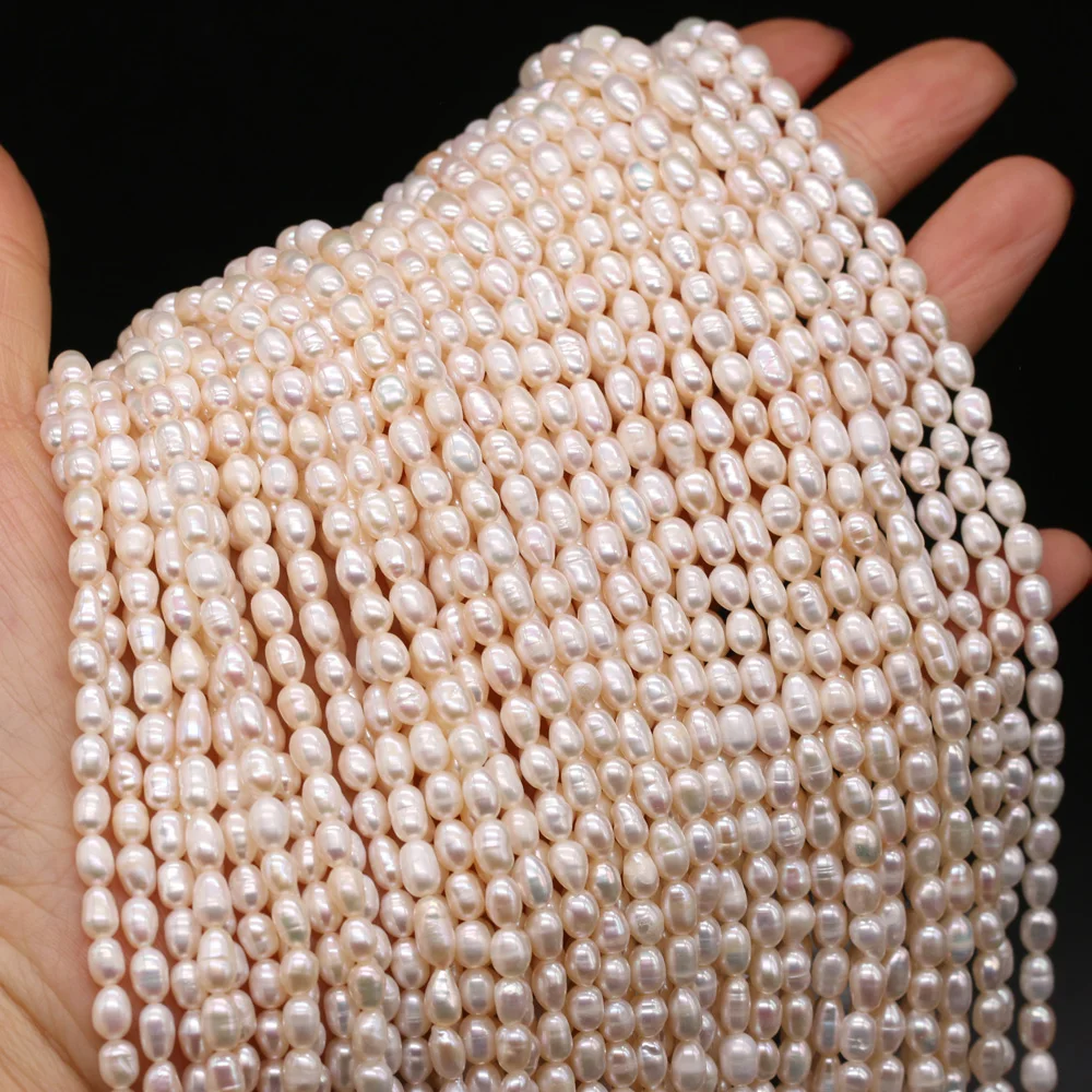 Grade AAA Freshwater Natural Pearl Beads White Rice Shap Bead for DIY Jewelry Making Bracelet Necklace Accessories Loose Beads