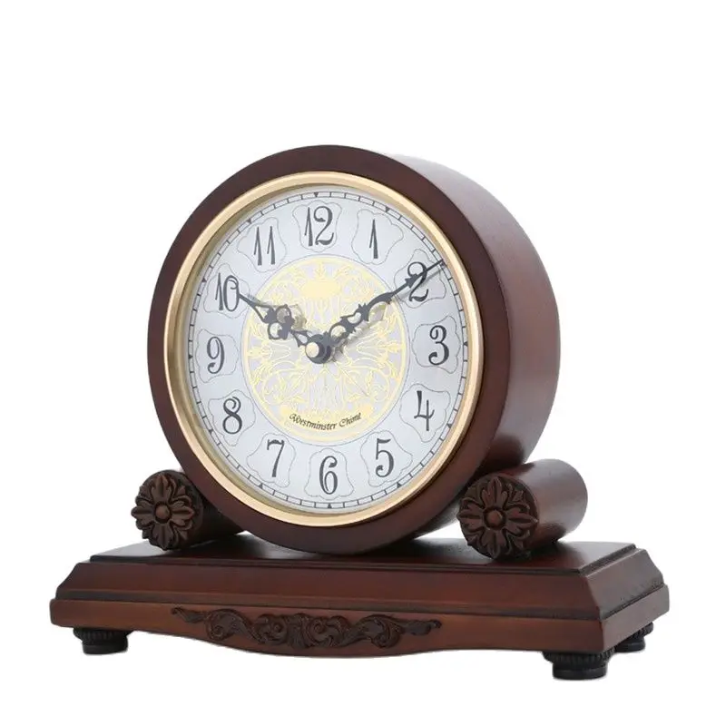 Wooden Mantel Clock for Living Room Decoration - Silent, Wit