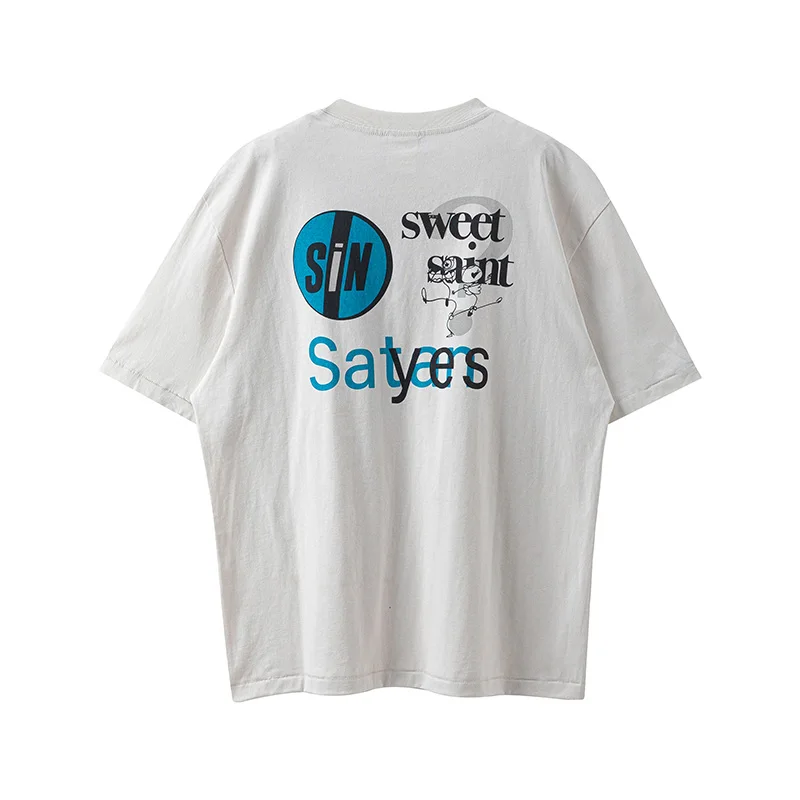 Футболка 24SS Мужская/женская оверсайз из тяжелого хлопка Классическая тенниска с