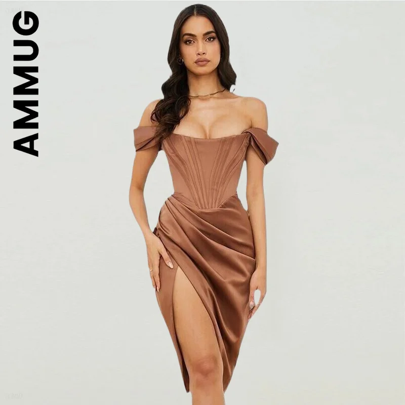 

Ammug Dress Women New Chic Sweet Dress Raglan Sleeves Side High Split Sexy Dress Streetwear Club Popular Dress Woman Vestidos