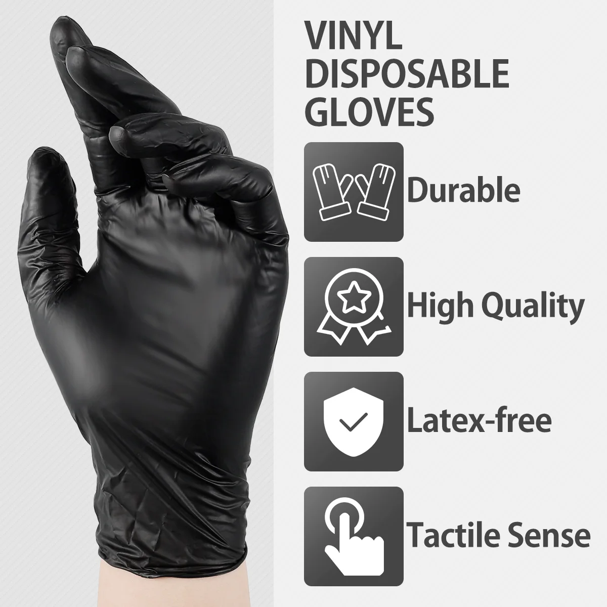 100pcs Black Disposable Rubber Nitrile Gloves for Cooking Work Housework Kitchen Home Cleaning Car Repair Waterproof Gloves
