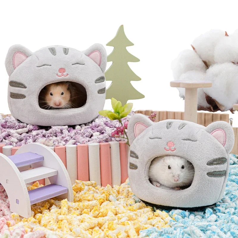 Хлопковое гнездо для хомяка мягкое теплое милое мультяшное грибное мини-клетка