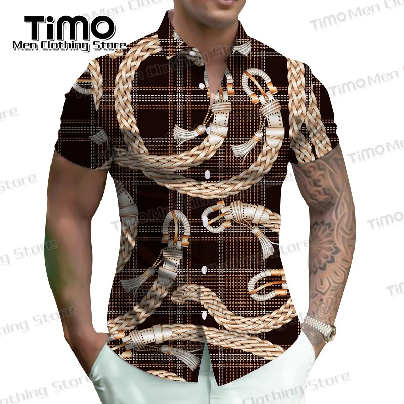 Men's Luxury Shirts Street Social Fashion Fitness Fit Top Summer Beach Trend Short Sleeve Clothing High Quality Men's Shirts