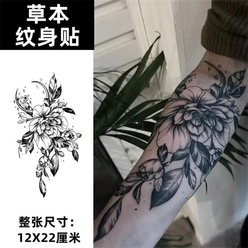 

Herbal Flower Temporary Tattoos for Women Man Punk Fake Tattoo Lasting Arm Art Sticker Waterproof Moon Tatuajes Temporales