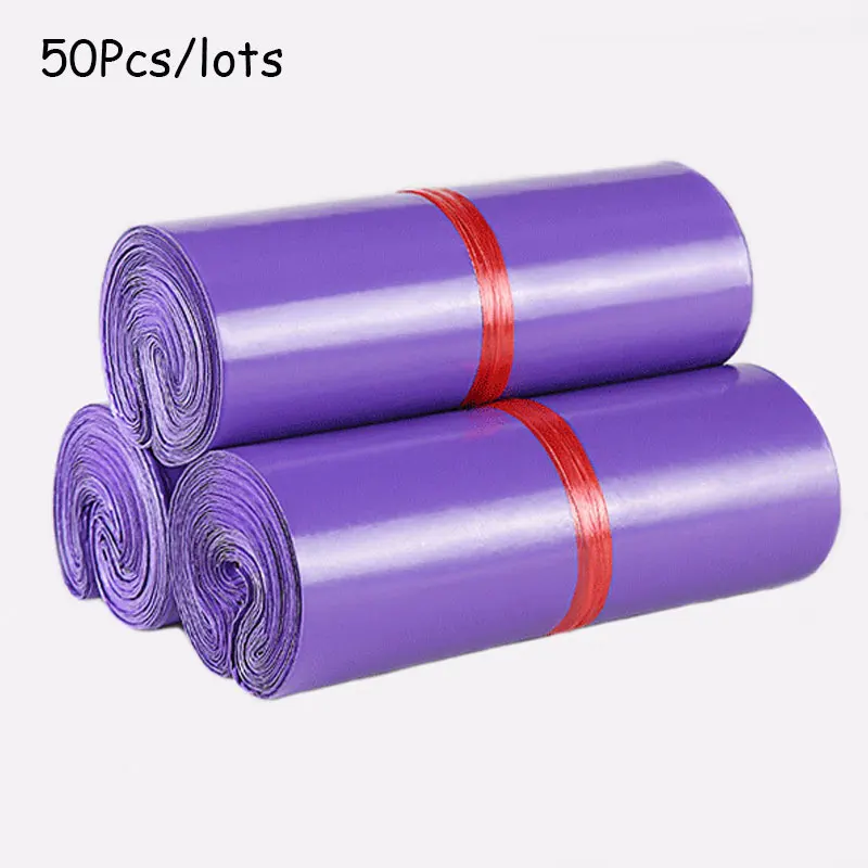 

Relcheer 50Pcs Express Courier Bags Purple Waterproof Clothing Mailing Postal Pouch Self Seal Envelope Logistics Packaging Bag