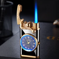 metal cigar torch lighter butane gas windproof cigarette cigar lighter clock watch cigars accessories