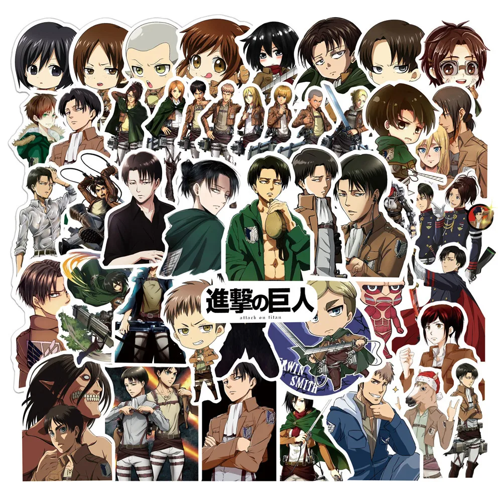 

50Pcs/Pack Laptop Anime Stickers Attack On Titan Skateboard Suitcase Luggage Motorcycle Cartoon Stickers Kid Gift Toy Decal