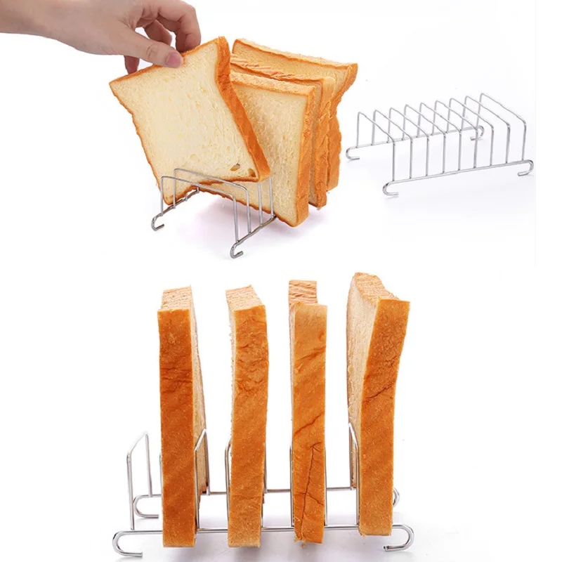 

Toast Bread Rack Holder Non-Stick Loaf Stand Rectangle Air Fryer Accessories Stainless Steel Baking Cookie Tool Kitchen Supplies