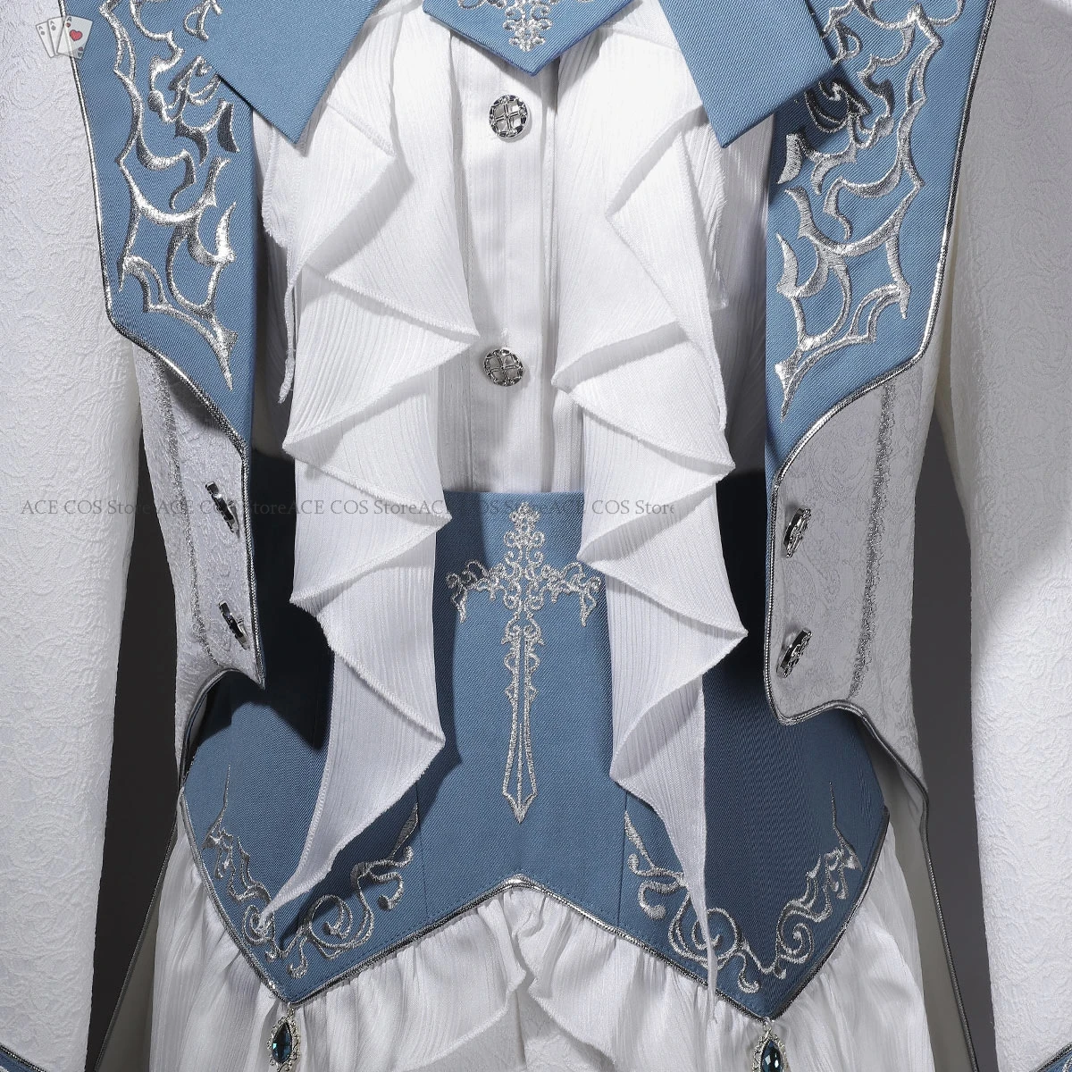 Фото Комплект Ouji Jirai Kei Knight Prince Lolita для женщин и унисекс: винтажный дворцовый наряд, пальто, блузка, пояс для утяжки талии №1