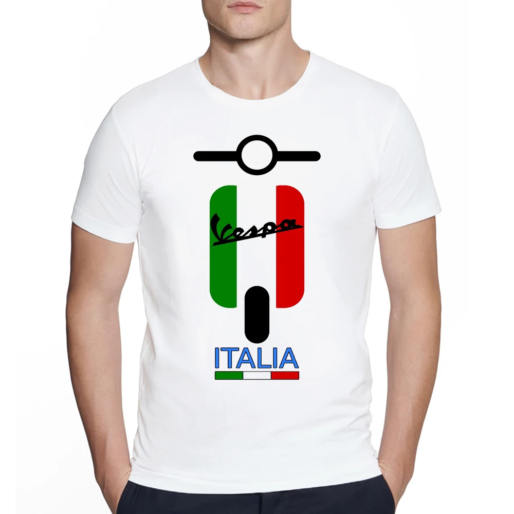 Винтажная Мужская Классическая футболка Vespa scooter italia с коротким рукавом и