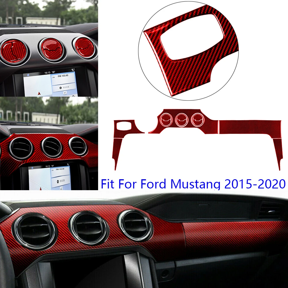 

Панель приборной панели из углеродного волокна, панель на вентиляционное отверстие кондиционера переменного тока для левого руля Ford Mustang ...