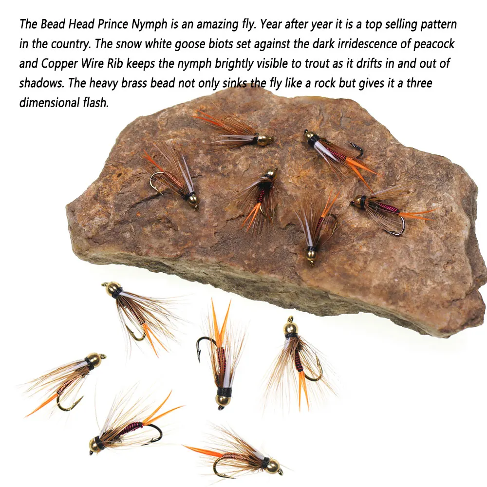 Bimoo 5 шт./коробка 12 # латунная бусина головка принца Нимфа петух Hackle