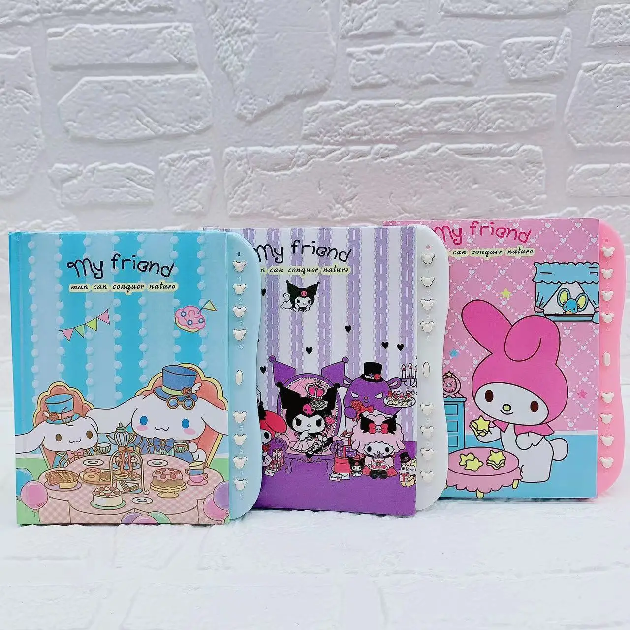 

Sanrio Cartoon Notepad Manual Account Password Book Hello Kitty Melody Kuromi Cinnamoroll Anime Stationery Notebook with Lock