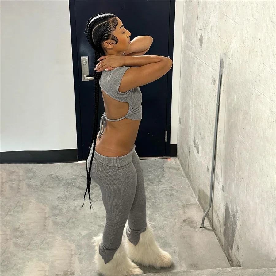 Однотонные облегающие брюки комплект из 2 предметов одежда для отдыха двух