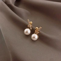trend simple pearl womens earrings korean fashion charm woman earring rhinestones stud jewelry party girl dangle accessories
