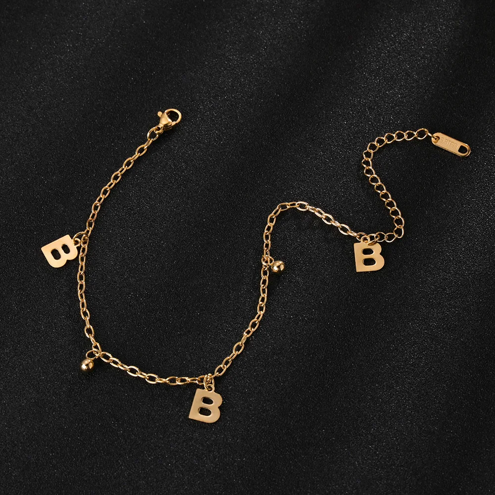 

Gold Color Letter Anklets for Women Men Ankle Bracelets Jewelry Stainless Steel Foot Chain Cute Summer Accessories