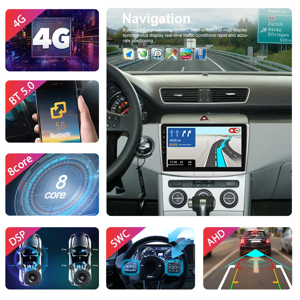 Camecho Android автомобильный радиоприемник для Volkswagen Passat 7 B7 2010-2014 навигация GPS IPS DSP Carplay
