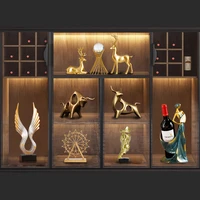 nordic modern luxury gold crafts ornaments study office feng shui figurines home decorations statue deer christmas wedding gift