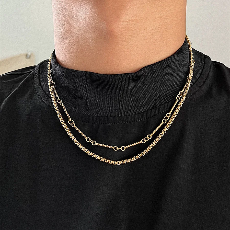 

Japanese Tide Double-Layered Necklace Titanium Steel All-Match Niche Star With The Same Bamboo Knot Hip-Hop Fashion Jewelry