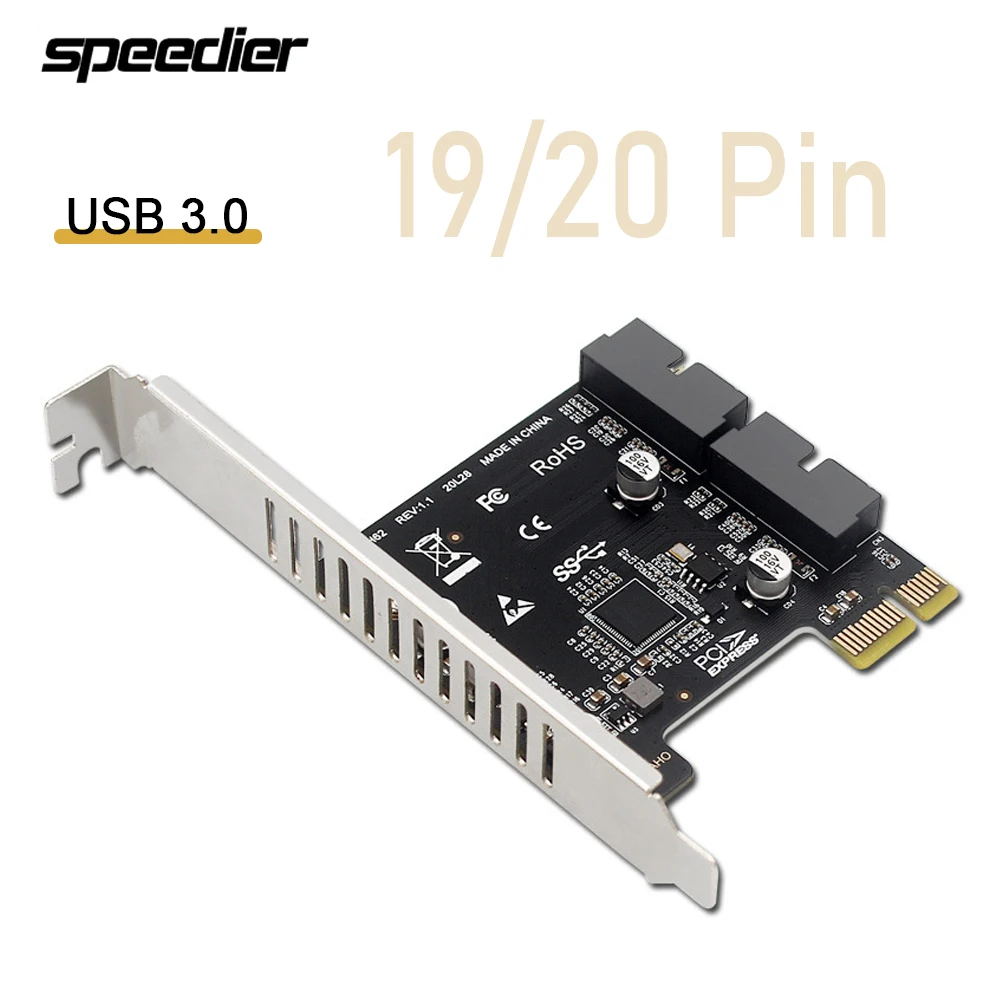 

USB 3.0 PCI-E плата-адаптер с 2 портами USB 3,0