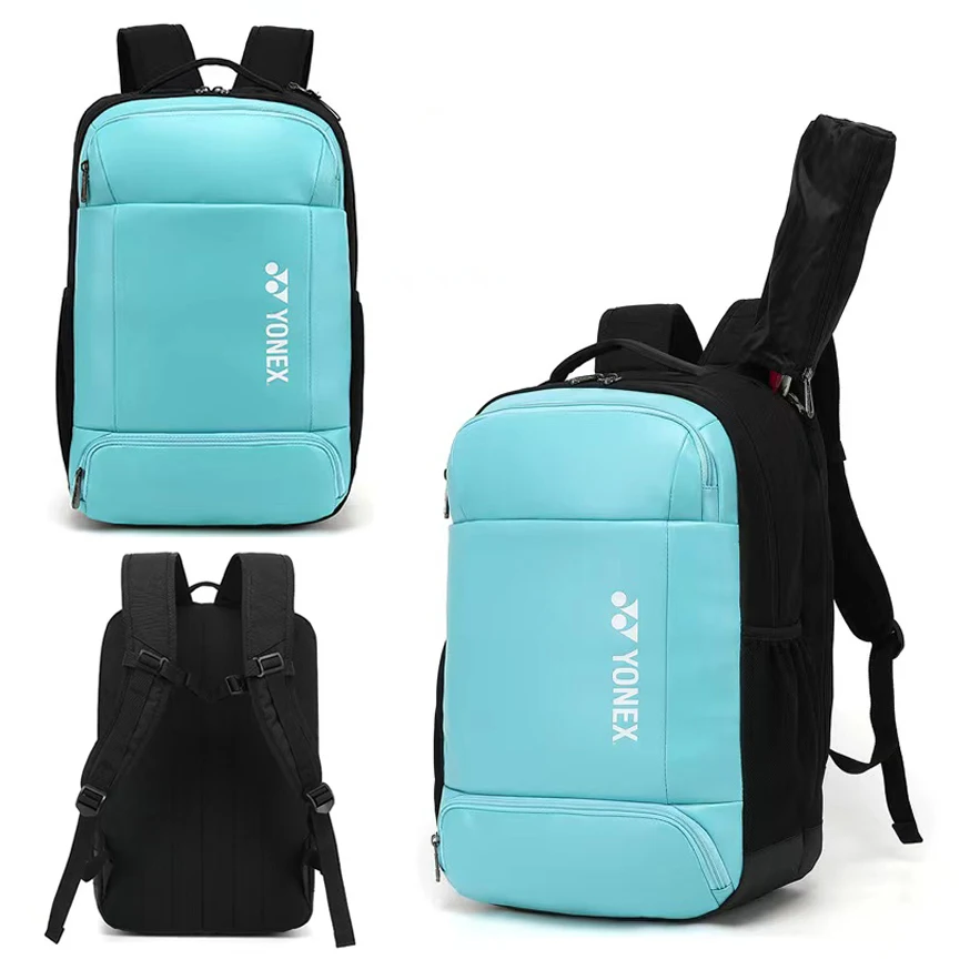 YONEX Ergonomic Leather Badminton Racket Backpack for 3 pcs Racquets High-end Professional Tennis Shoulder Bag With Compartment