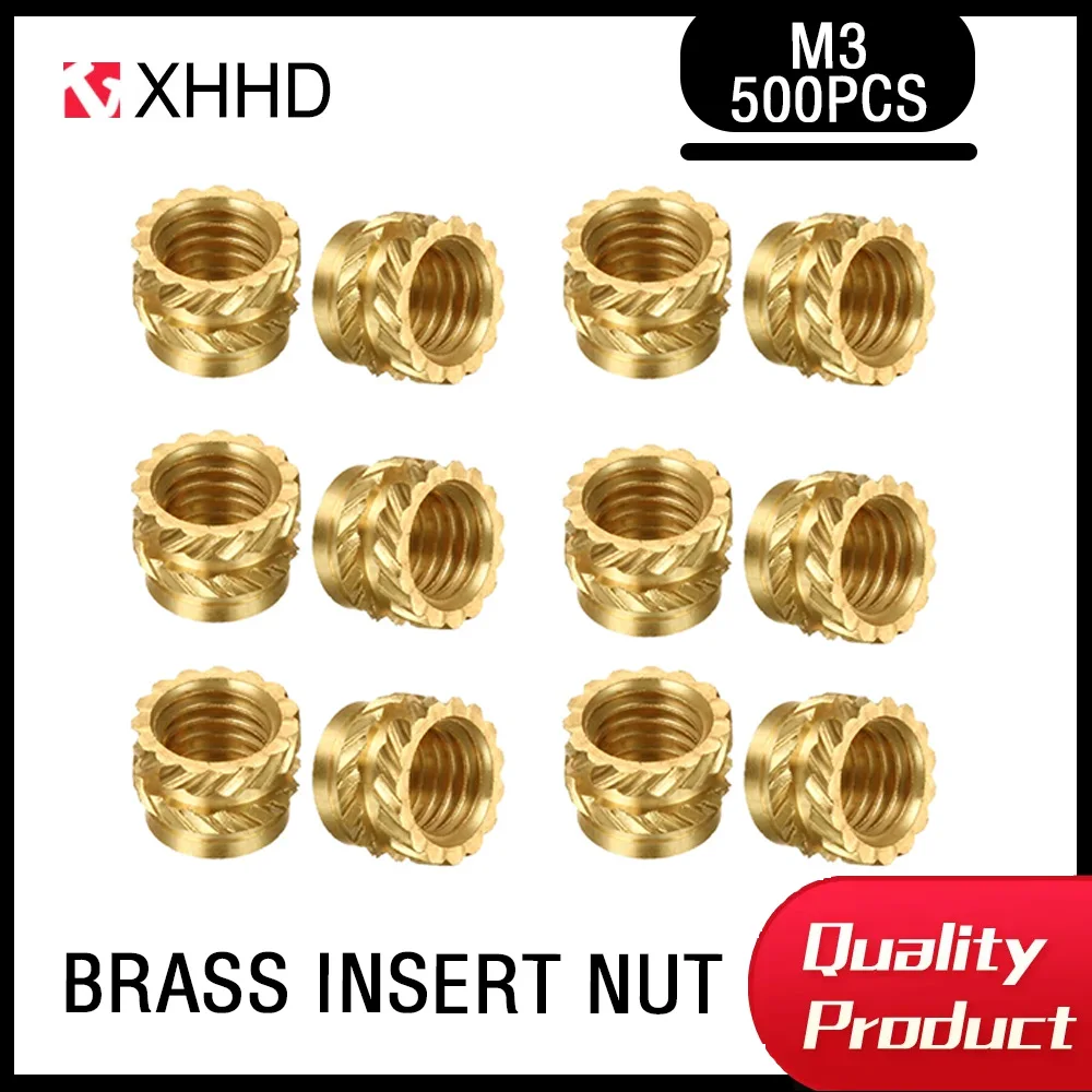 

M3 500Pcs Brass Injection Molding Twill Knurling Embedded Brass Insert Through Hole Hot Melt Copper Nut