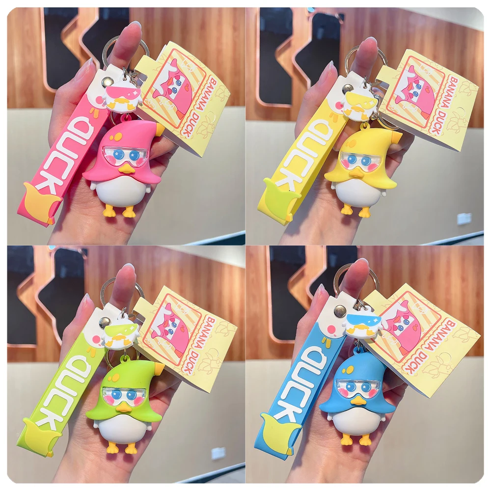 

Cute Banana duck Anime Figure Keychain Cartoon Car Key Pendant for Bag Accessories Ornament Cute Toys for Girls Birthday Gifts