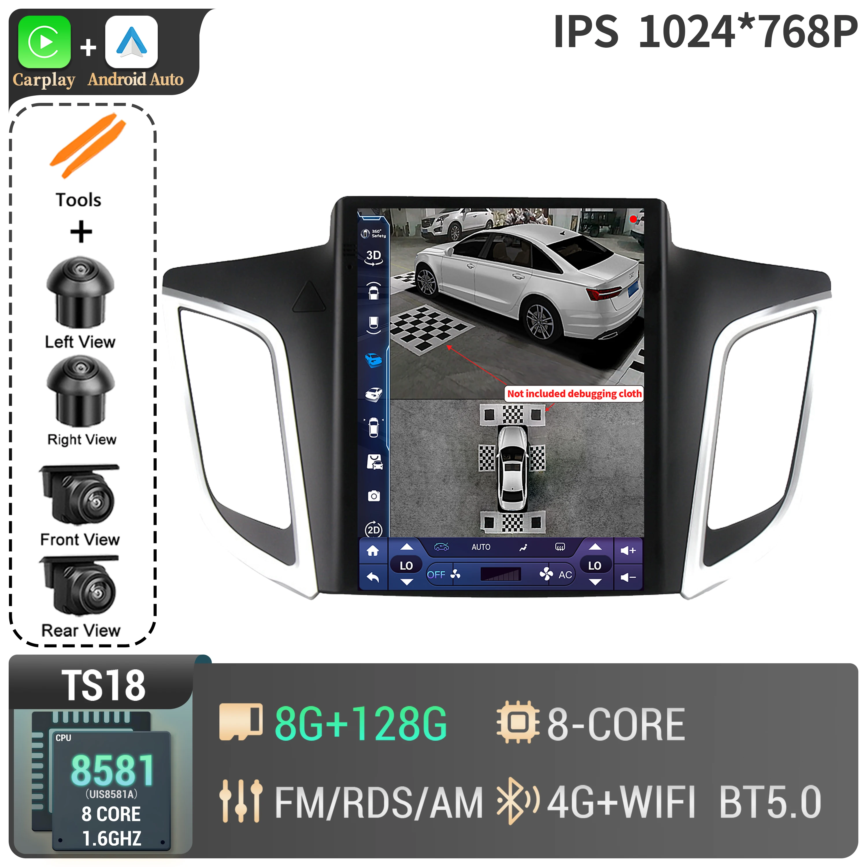 

9,7-дюймовый Android для Hyundai Creta IX25 2015 2016 2017-2019 автомобильный радиоприемник мультимедийная навигационная система GPS Carplay QLED экран