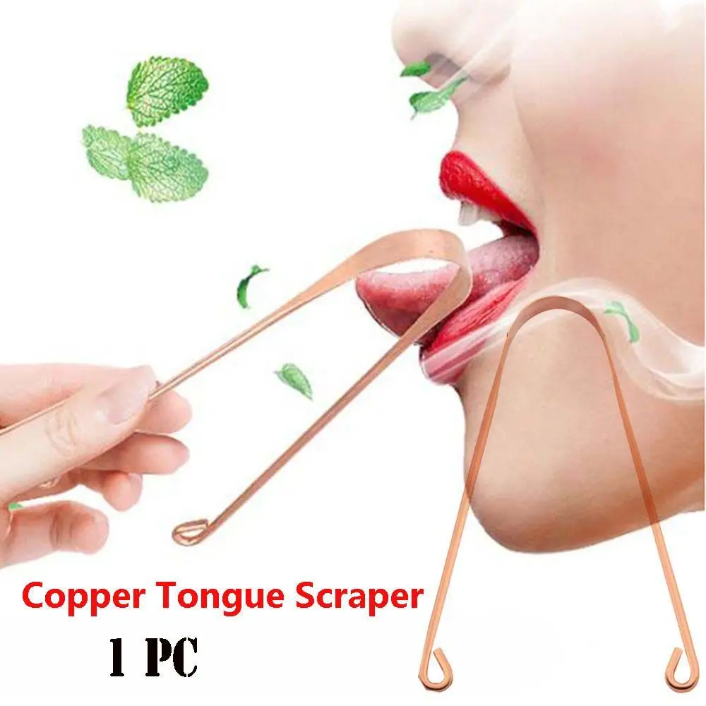 

1PC Portable Copper Tongue Scraper Cleaner Scraper Men Women Toothbrush Dental Oral Care Hygiene Health Care Tools Accessories