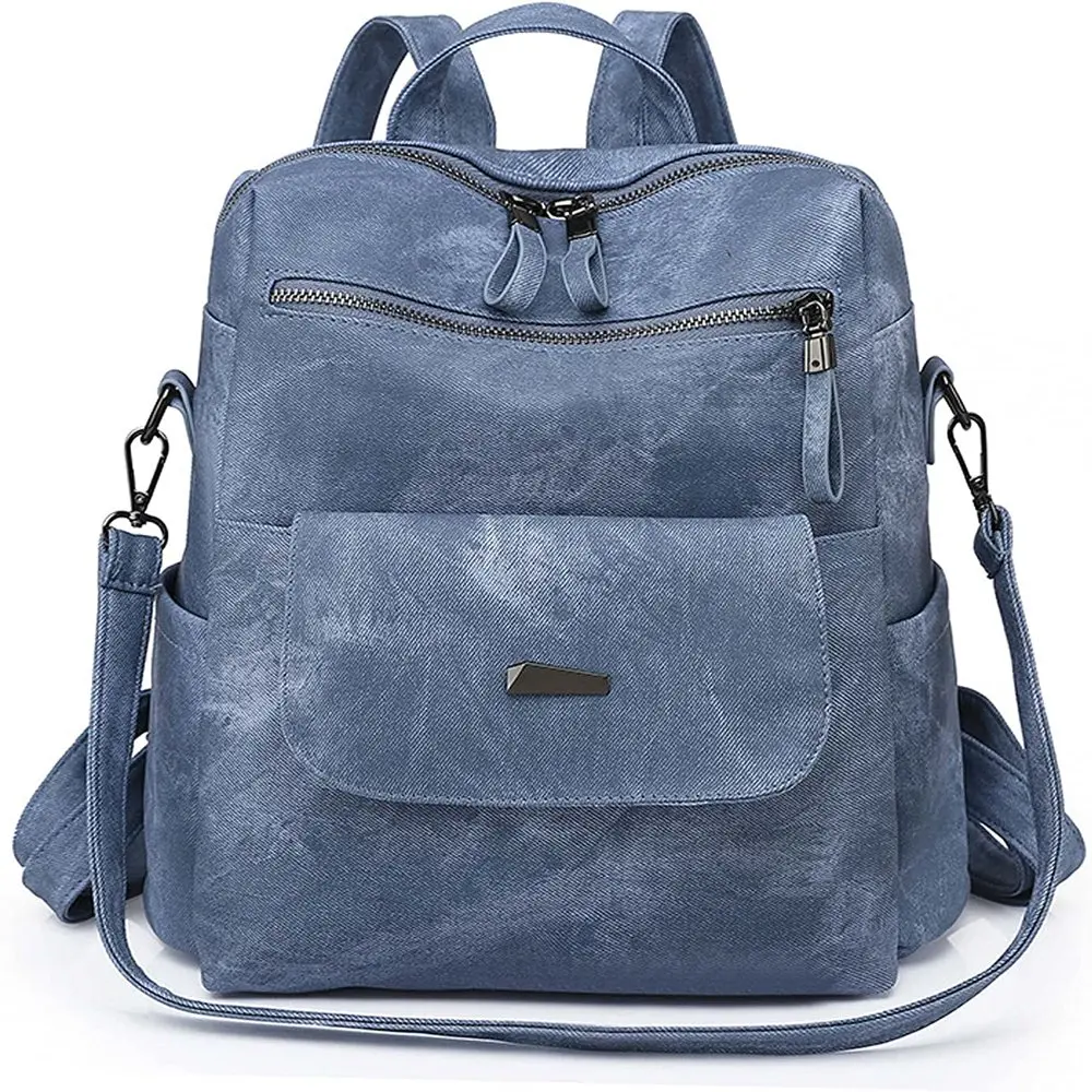 

Backpack Purse for Women PU Leather Travel Bag Ladies Casual Shoulder Bag Blue