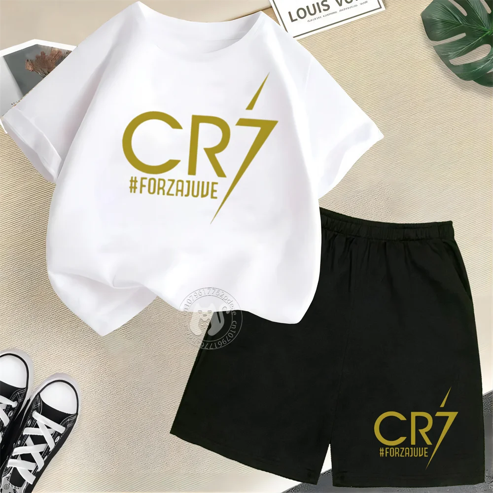 Повседневный хлопковый футбольный трикотаж с короткими рукавами и шортами