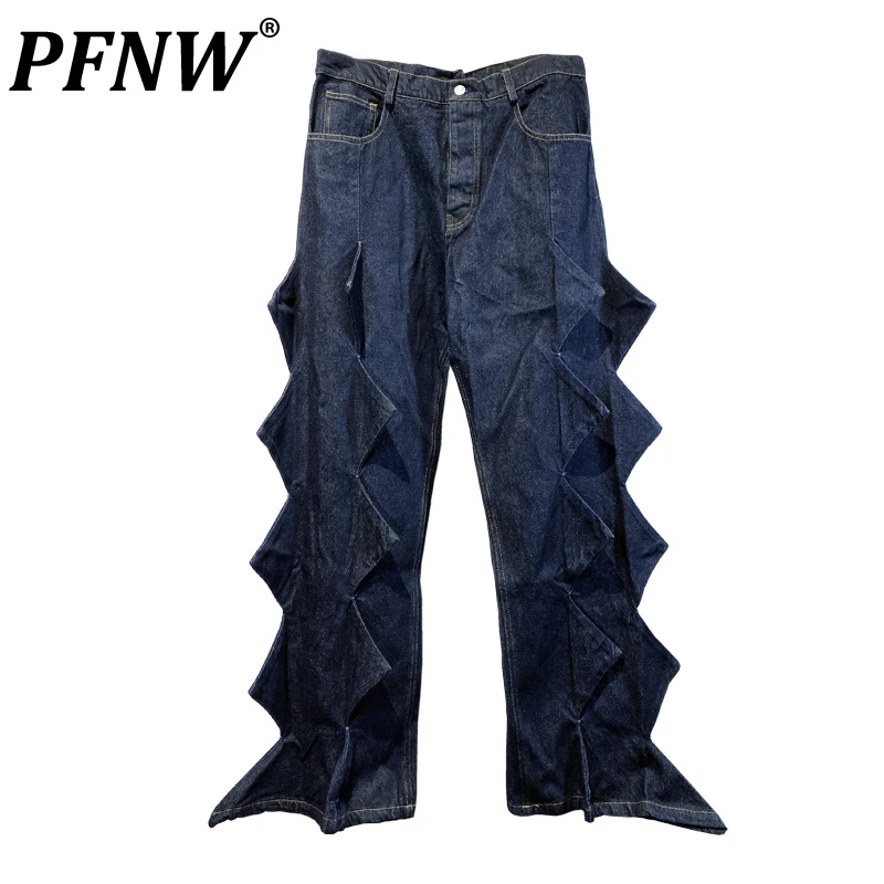 

PFNW Niche Design Original Retro Irregular Three-dimensional Cutting Jeans For Men Autumn New Tide Fashion Denim Pants 12A5194