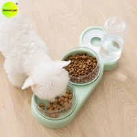 3 in 1 cat double bowls food water bottle drinker cat automatic feeder container easy to eat food dish bowl for cat
